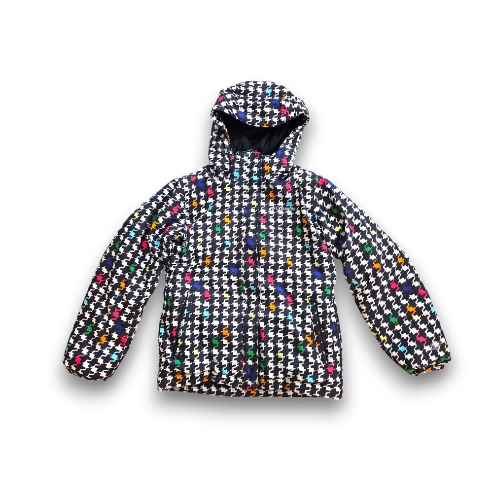 Columbia Colorful Graphic Print Insulated Winter Ski Jacket Hooded Girls 10-12